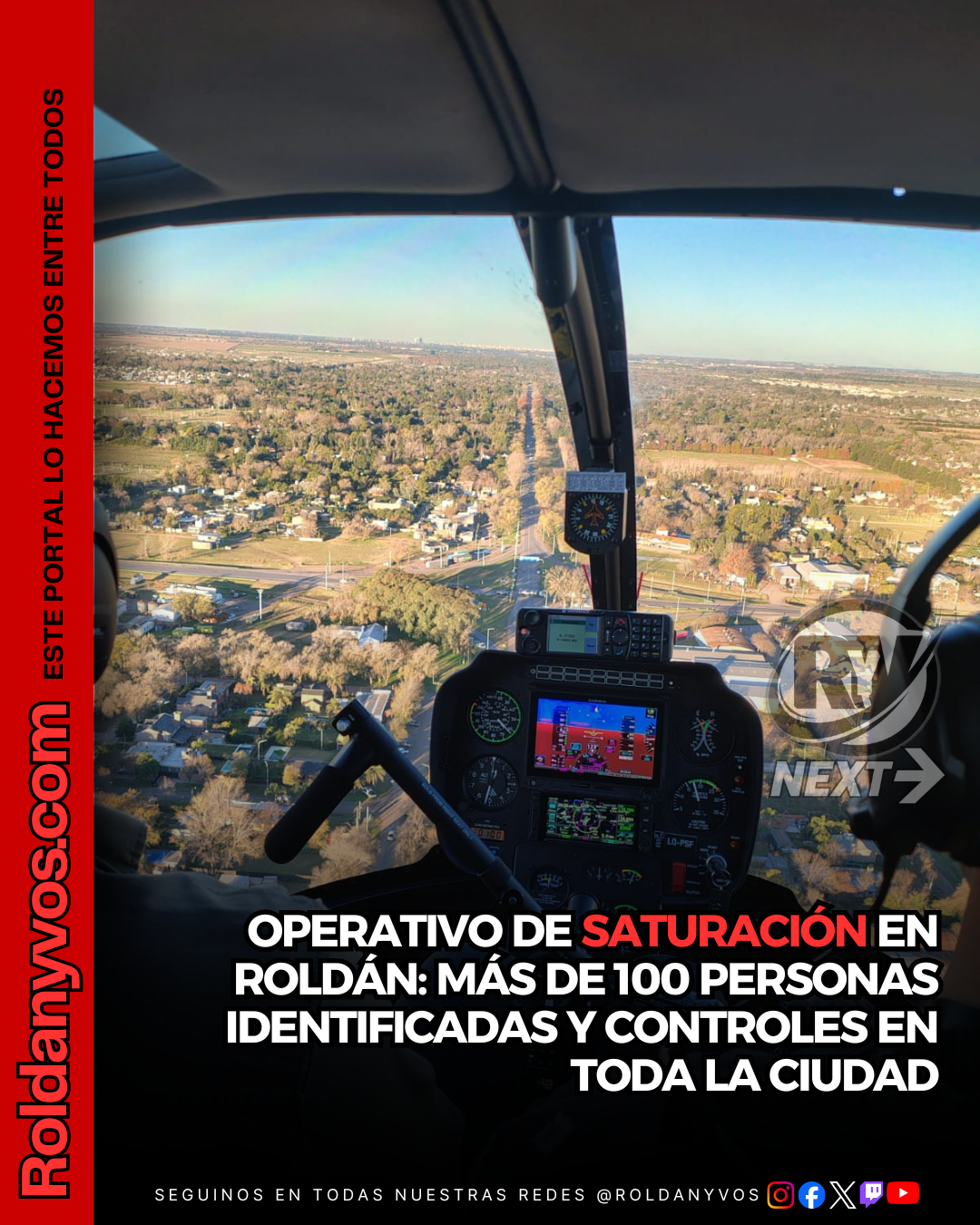 Operativo policial en Roldán: identificaron a 116 personas y controlaron casi 100 vehículos